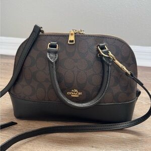 Coach Brown/Black Dome Satchel with Gold Hardware